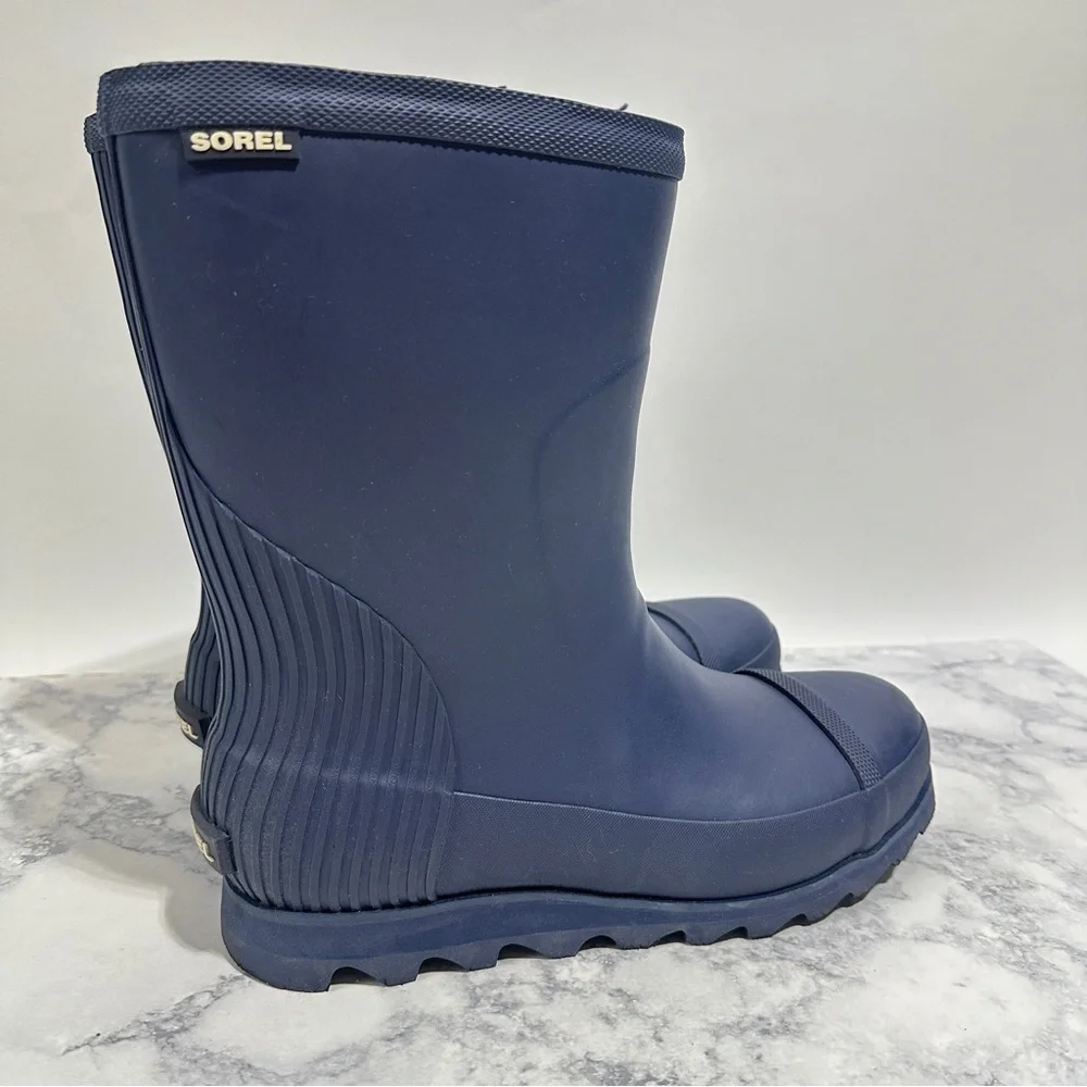 Sorel Women's Joan Rain Short matte blue mid calf water Boots size 10